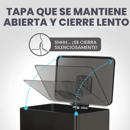 Miniatura 6 de SIMPLI-Magic 13.2 galones (50L) Tacho de basura con pedal – Bote de basura para cocina con tapa de cierre lento – Control de olores, manos libres