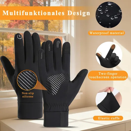 Miniatura 2 de Guantes de invierno de ciclismo para hombres y mujeres, impermeables, con compatibilidad térmica cálida y táctil, guantes de conducción para mujer