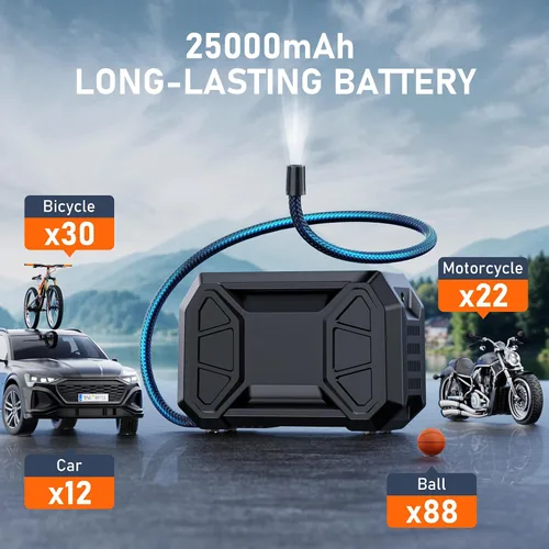 Miniatura 8 de Inflador de neumáticos, compresor de aire portátil, inflador de neumáticos portátil 3 veces más rápido para automóvil, bomba de aire de 150 PSI