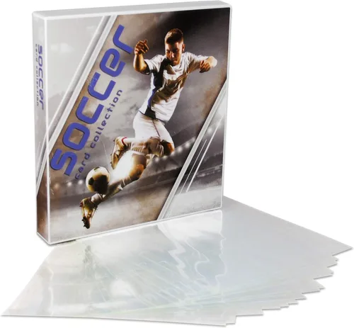 Miniatura 2 de UniKeep Estuche para tarjetas coleccionables con temática de fútbol con 10 páginas. Se pueden añadir páginas adicionales, porque está completamente