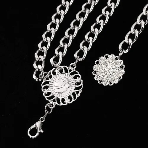 Miniatura 4 de Glamorstar Cinturones de metal multicapa para mujer, cinturón de metal