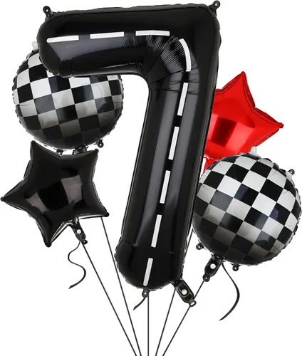 Miniatura 13 de Globos de Cumpleaños de Coche de Carreras Globo de Número de Pista de Carreras de 40 Pulgadas 0 Negro Niños 10mo Cumpleaños Decoración de Fiesta