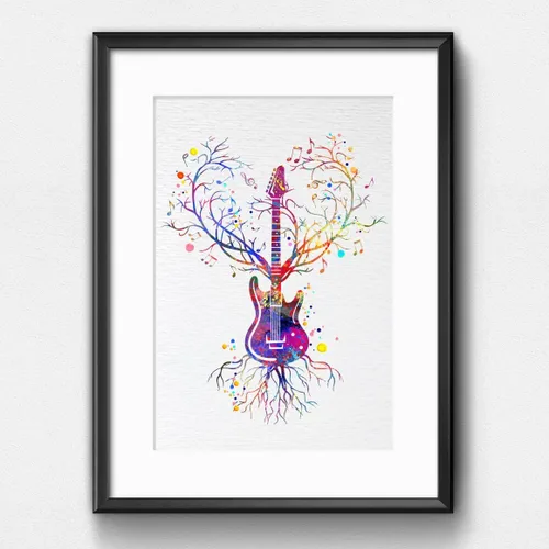 Miniatura 4 de Dignovel Studios 18X24 sin marco guitarra corazón vena amante de la música instrumento músico vieja escuela acuarela arte impresión póster arte