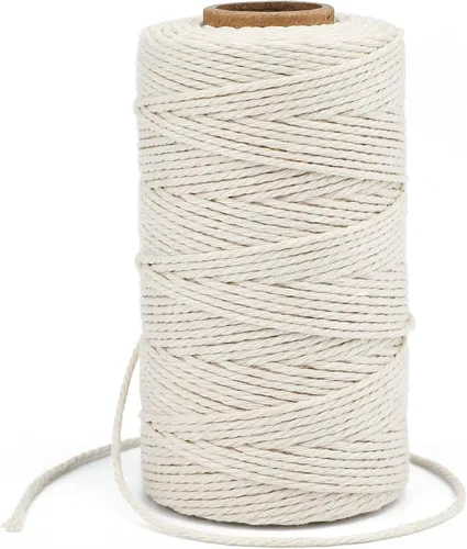 Miniatura 13 de G2PLUS Cuerda de algodón negro, 2 mm 656 pies de cuerda de algodón natural para panaderos, cuerda de embalaje para manualidades DIY, decoración