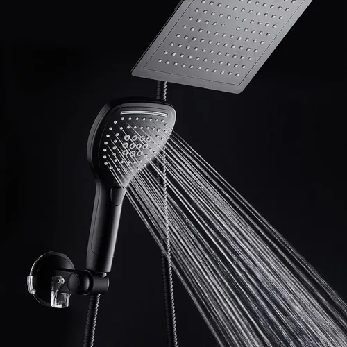 Miniatura 4 de DreamSpa - Combo de cabezal de ducha de lluvia/manual ultra-lujoso de 9 pulgadas. Conveniente botón pulsador de control de flujo para fácil