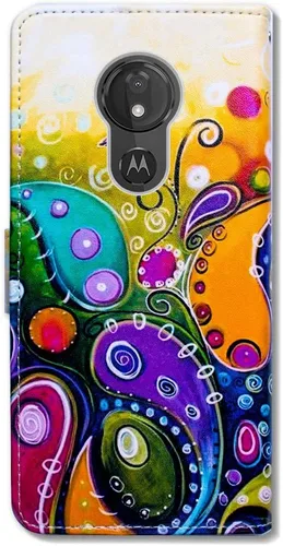 Miniatura 7 de Bcov Funda para Moto G7 Power/Moto G7 Supra, Colorida Libélula Funda de Cuero Flip Funda con Ranura para Tarjeta Titular Kickstand para Motorola