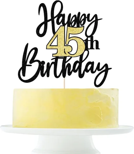 Miniatura 12 de Decoración para tartas de cumpleaños número 11 con purpurina negra y dorada, decoración de pastel de cumpleaños de 11 años y fabuloso cumpleaños