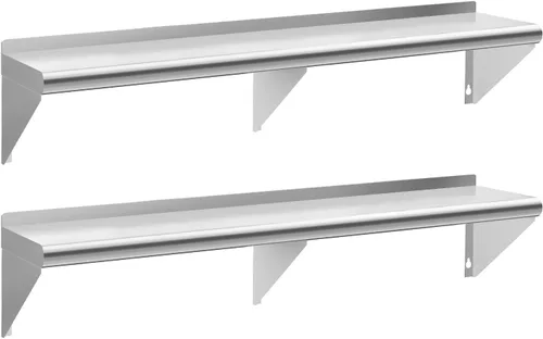 Miniatura 18 de Estante de acero inoxidable de 12 x 36 pulgadas, estantes de acero inoxidable comerciales de 300 libras para montaje en pared, estantes de metal 1