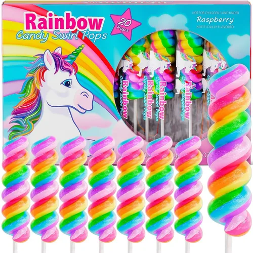 Piruletas de unicornio envueltas individualmente, 20 unidades, recuerdos de fiesta de unicornio, caramelo de unicornio para bolsas de regalos de