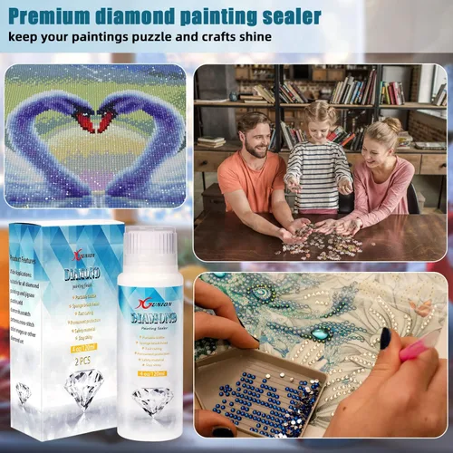 Miniatura 7 de Sellador de pintura de diamantes, paquete de 2 unidades de 240ML, sellador de pegamento para pintura de diamantes 5D, efecto permanente de sujeción