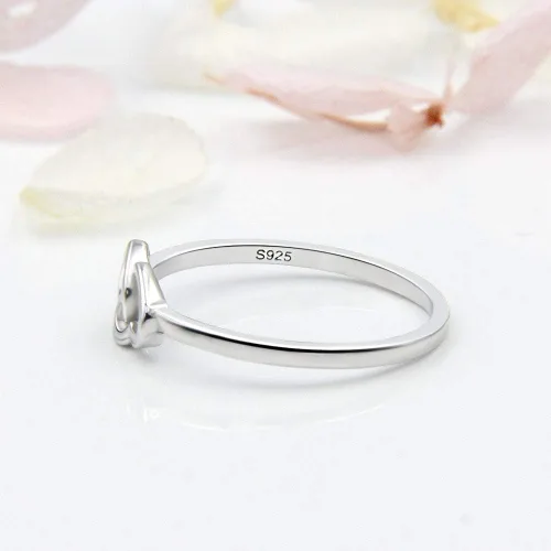 Miniatura 5 de LGSY Anillos de plata de ley 925 con doble corazón para mujer, Plata