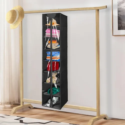 Miniatura 2 de Organizador colgante de PVC transparente de 8 niveles con cremallera, estantes de almacenamiento de suéter con cubierta, organizador de zapatos