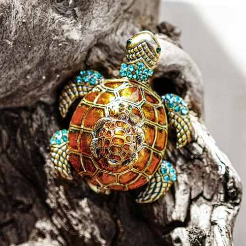 Miniatura 5 de YU FENG Figuras de tortuga para madre y bebé, cajas de joyería con bisagras coleccionables