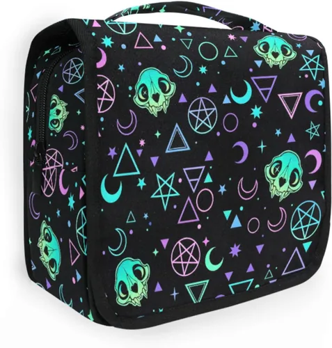 Miniatura 13 de MNSRUU Hanging Toiletry Bag Goth Bats Moons and Stars Travel Makeup bag for Toiletries Portable Travel Toiletry Organizer Cosmetic Bags with Hanging