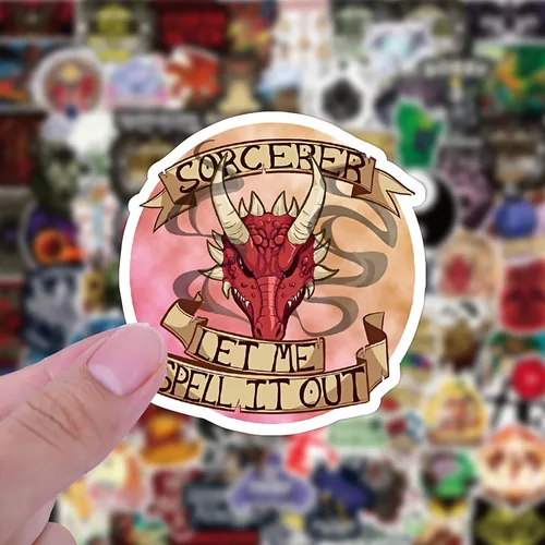 Miniatura 6 de Adhesivos de Dungeons y Dragones - 100 unidades de adhesivos de vinilo impermeables para adolescentes, regalos para laptops, auto, pared, teléfono