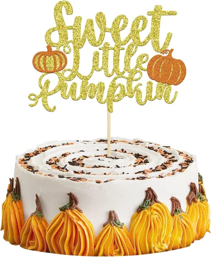 Miniatura 10 de Gyufise Decoración de pastel de calabaza – Decoración azul para pastel de baby shower para cumpleaños, Halloween, suministros de fiesta de Acción