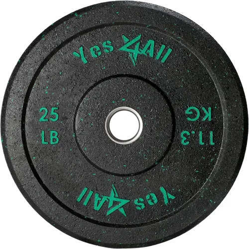 Miniatura 11 de Yes4All Placa de parachoques de 2 pulgadas, placa olímpica de goma con cubo de acero para levantamiento de pesas, entrenamiento de fuerza