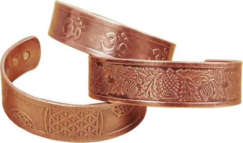 Miniatura 20 de Pulseras de cobre Touchstone regalo para hombres y mujeres joyería magnética 100% pura y sólida ajustable juego de pulseras hechas a mano