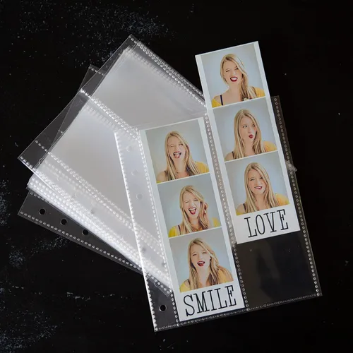 Miniatura 19 de Álbum de fotos de cabina de fotos - Cuaderno con purpurina de 6 anillas, carpeta brillante con 20 fundas para fotos de 2x6 - Se adapta a 80 tiras