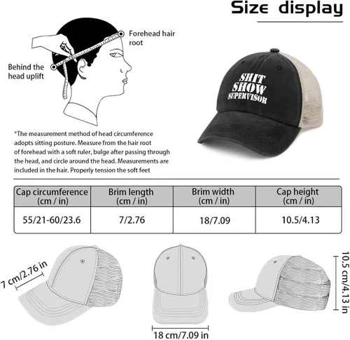 Miniatura 4 de Gorra de béisbol Shit Show Crew Member Gorra de béisbol para mujer Gorra de mezclilla gráfica ajustable
