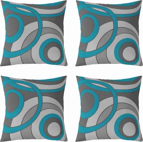 Miniatura 19 de Erosebridal Paquete de 4 fundas de almohada con diseño de círculos circulares y retro, color verde azulado degradado, fundas de cojín redondas Multi