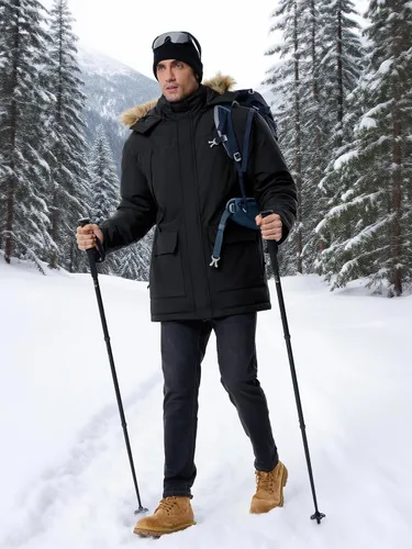 Miniatura 3 de Abrigos de invierno para hombre, chaquetas de invierno, impermeables, gruesas, cálidas, aisladas, parka, larga, con capucha