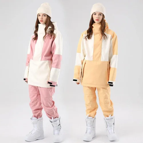 Miniatura 5 de RIUIYELE Traje de esquí para mujer, chaqueta y pantalones de snowboard para deportes al aire libre, traje de nieve con aislamiento impermeable