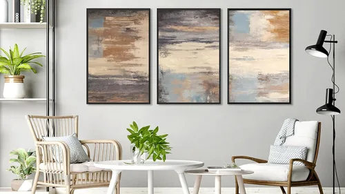 Miniatura 6 de ASDCEUTICALS Lienzo grande para pared, cuadros abstractos marrones para sala de estar, decoración de pared retro estética, pinturas rústicas, obras
