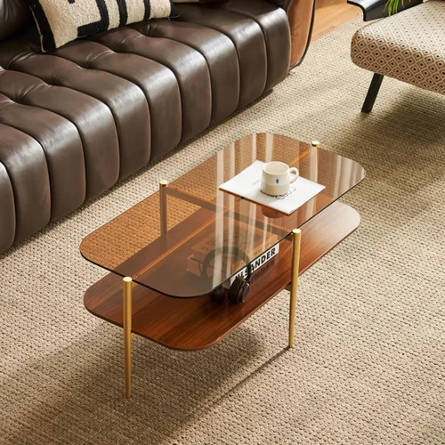 Miniatura 17 de Saint Mossi - Mesa de café moderna para sala de estar, mesa de café redonda de mediados de siglo, mesa central de 2 niveles para espacios pequeños