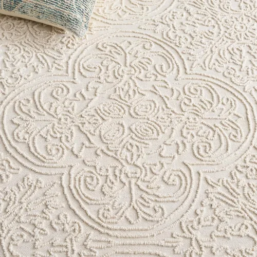 Miniatura 4 de SAFAVIEH Trace Collection - Alfombra decorativa de 2 x 3 pies, color marfil, lana hecha a mano, ideal para zonas de alto tráfico en entrada, sala