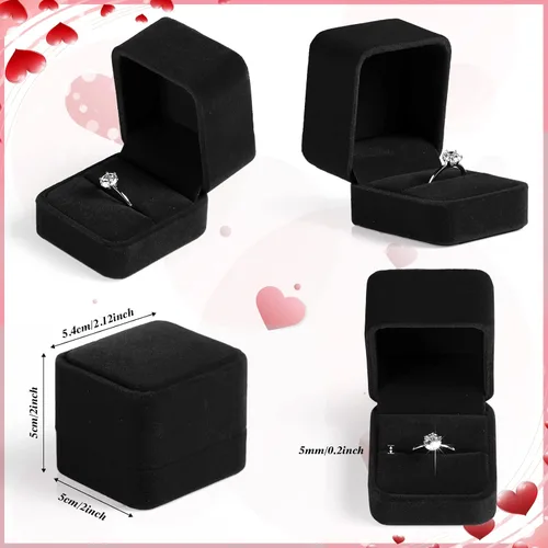 Miniatura 2 de Maitys 48 cajas de terciopelo para anillos a granel para exhibición de joyas, caja de anillo de compromiso de boda, caja de joyería, cajas