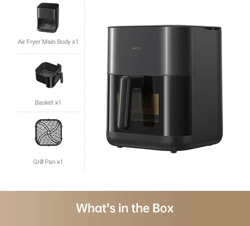 Miniatura 7 de Mova Freidora de aire FD10Pro, freidora digital grande de 6.3 cuartos de galón con ventana visible, 11 modos de cocción preestablecidos, sistema