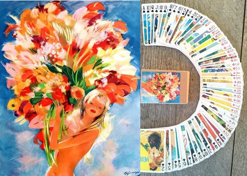 Miniatura 7 de Carteles de aviación vintage para jugar a las cartas (baraja de póquer 54 cartas todas diferentes) Carteles de viaje retro vintage Avia avión azafata