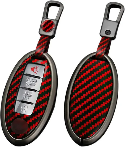 ontto Funda para llave de automóvil compatible con llavero Nissan, carcasa de metal con textura de carbono, compatible con llave remota Infiniti,