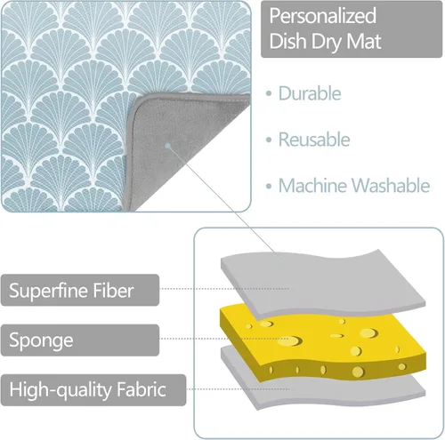 Miniatura 2 de SHIYUE Tapete de secado de platos para encimera de cocina, súper absorbente, decoración de cocina de primavera, tapete de secado de microfibra