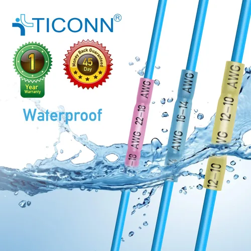 Miniatura 9 de TICONN - Juego de 100 piezas de conectores de alambre termorretráctiles, terminales de alambre eléctrico aislados y resistentes al agua