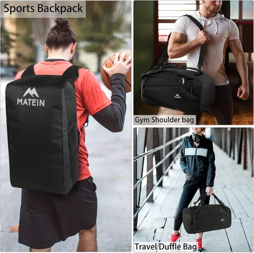 Miniatura 2 de MATEIN Bolsa de gimnasio para hombres mochila de gimnasio grande de 45 L bolsa de lona deportiva con compartimento para zapatos mochila de viaje