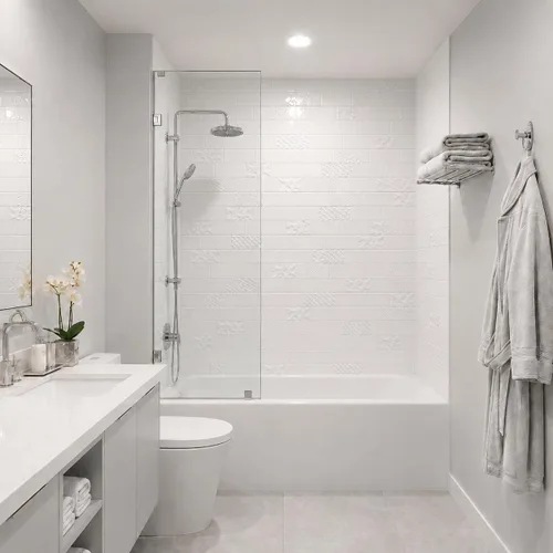 Miniatura 11 de From Plain To Beautiful In Hours Versa Tile - Paneles de pared para bañera y ducha Surround - Blanco brillante Blanco satinado