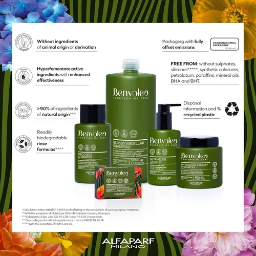 Miniatura 3 de ALFAPARF MILANO Benvoleo - Champú micelar brillante para cabello opaco - Cuidado del cabello limpio, vegano y sostenible - Champú sin sulfato