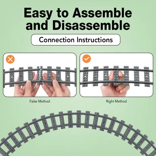Miniatura 6 de 40 piezas de pistas de tren de ciudad, accesorios clásicos, juguete de construcción de ferrocarril compatible con todas las principales marcas - 32