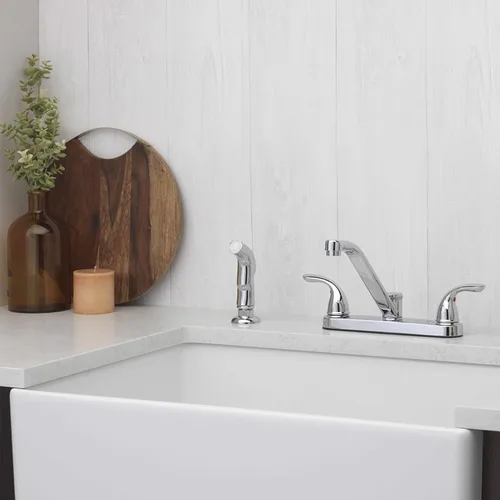Miniatura 5 de Aqua Vista 25-K82CS-CH-AV Grifo de fregadero de cocina con rociador lateral, cromo pulido dos manijas