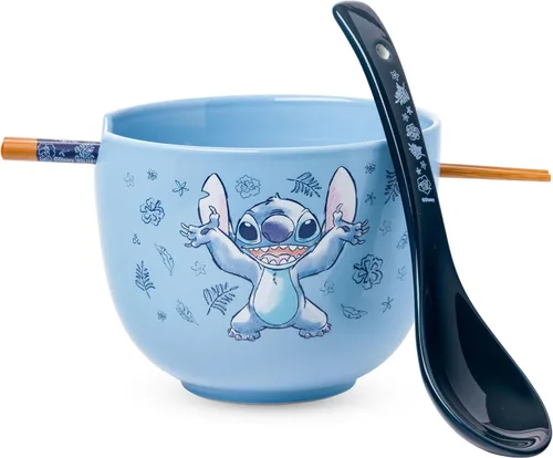 Miniatura 12 de Silver Buffalo Disney Lady and the Tramp Eating Noodles Chinese Love - Cuenco de ramen de cerámica con palillos, apto para microondas, 20 onzas