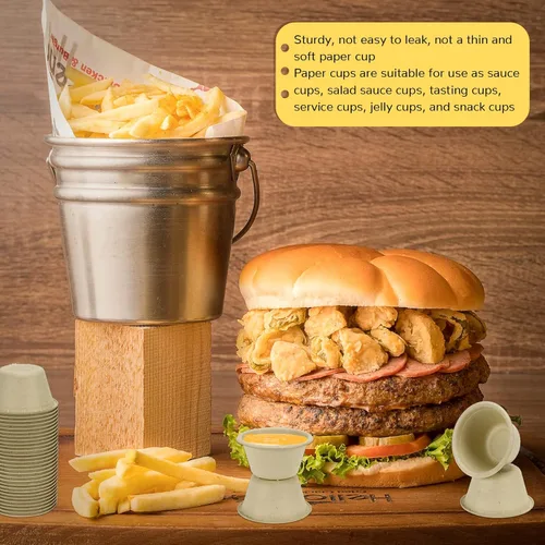 Miniatura 7 de LeonBach Paquete de 200 Tazones de Papel de Caña de Azúcar Natural de 2 oz, Tazones de Papel Compostables para Condimentos Aperitivos Muestras Marrón