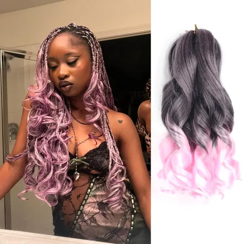 Miniatura 24 de Cabello rizado francés para trenzar de 12 pulgadas, 8 paquetes de cabello rizado preestirado para trenzas de caja, rizos franceses, trenzas