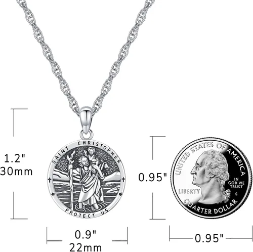 Miniatura 20 de Eusense Saint Necklace Sterling Silver 925 Protection Jewelry for Men Women Patron St Medals Amulet Pendant
