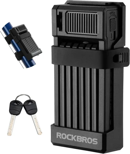 ROCKBROS Cerradura de bicicleta plegable antirrobo,Diámetro negrita 0.3 in,Material ABS de alta resistencia,Cerradura de llave plegable portátil