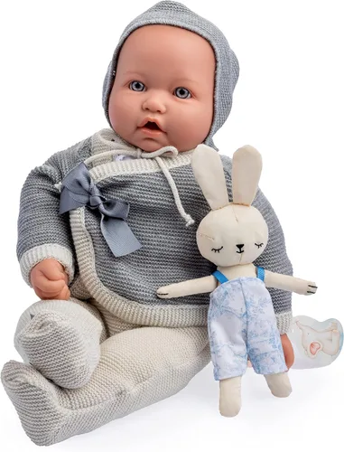JC Toys La Baby Original Gray Collection Set de regalo | Cuerpo suave con peso de 17 pulgadas | Fabricado en España | Como un bebé real | Ojos