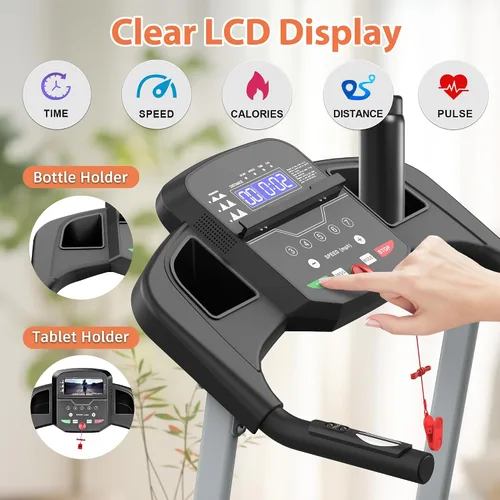 Miniatura 2 de Home Foldable Treadmill with Incline, Folding Treadmill for Home Workout, Electric Walking Treadmill Machine 15 Preset or Adjustable Programs 250 LB