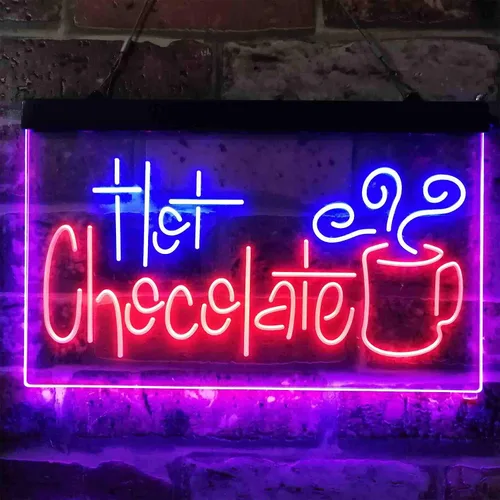Miniatura 2 de ADVPRO Señal de neón LED de doble color para bebida de chocolate caliente, azul y rojo, 12 x 8 pulgadas st6s32-i3831-br