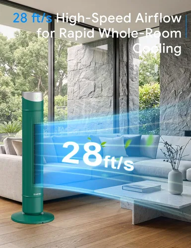 Miniatura 33 de ZAFRO Ventilador de torre inteligente para dormitorio, ventilador de torre oscilante de 120°, 28 pies/s de alta velocidad, 12 velocidades, 4 modos